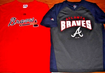 Lote de 2- Atlanta Braves MLB Majestic Jersey & Camiseta Heyward #22~Youth 14-16 L Foto 1 de 4
