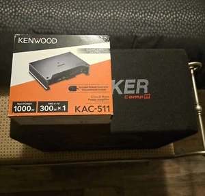 Kicker CompR 12" Subwoofer in Factory Ported Enclosure & Kenwood KAC-511 AMP - Picture 1 of 9