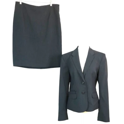 Calvin Klein Gris Rayas Falda Traje Mujer 12 Corporativo Power Office Clásico Foto 1 de 4