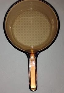 Vintage Corning Vision Ware Amber Glass Cookware 7" Waffle Bottom Skillet  - Picture 1 of 5