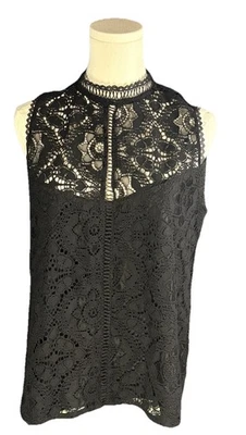 Blusa gótica BB Dakota para mujer M negra de encaje espalda abierta sin mangas cuello falso Foto 1 de 4