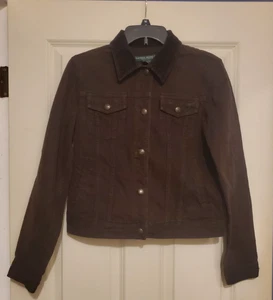 Ralph Lauren LRL Vintage Brown Jeansjacke Cordkragen Damen SMALL - Bild 1 von 4