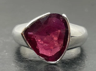 6.65 CT MINED RED RUBY .925 STERLING SILVER MENS HANDMADE RING SZ 9.25, 7+GR USA - Image 1 of 4