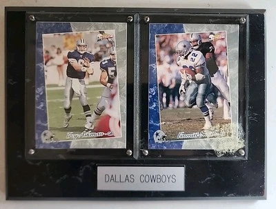 Tarjetas de colección NFL Dallas Cowboys Troy Aikman Emmitt Smith PLACA DE PARED 8"x6" Foto 1 de 2