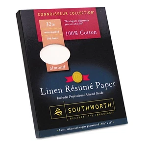 Southworth 100% bawełna lniany papier CV migdałowy 32 funty. 8-1/2 x 11 100/Pudełko - Zdjęcie 1 z 5
