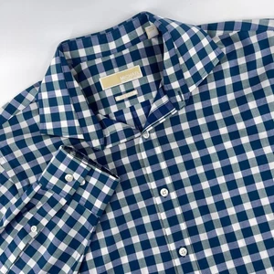 Michael Kors Men's Gingham Check Dress Shirt Long Sleeve Cotton Button - Picture 1 of 11