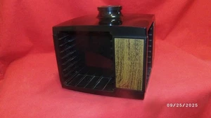 Vtg Cassette Tape Storage Rack Carousel Holder Wood Grain 20 Cased 32 Loose - Foto 1 di 4