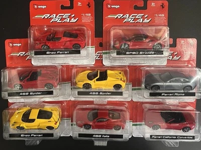 Burago Race & Play Ferrari 1/43 LOT of 8 Roma Italia Spider Stradale Enzo - Image 1 of 4