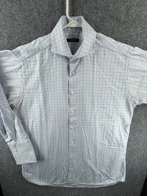 Camisa Burberry Twill 15.5 EE. UU. Londres Algodón Cuadros Azul Manga Larga Abotonada Foto 1 de 4