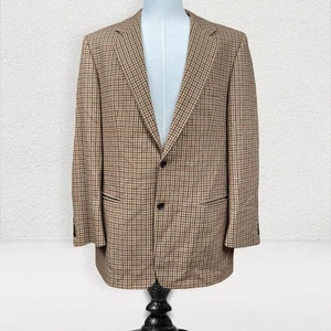 Banana Republic Wool Houndstooth Blazer Men 42R Brown Multicolor 2 Button Lined - Picture 1 of 22