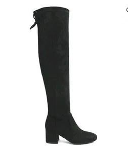 Botas por encima de la rodilla Sugar Ollie para mujer talla 11 negras micro gamuza nuevas en caja - Imagen 1 de 8