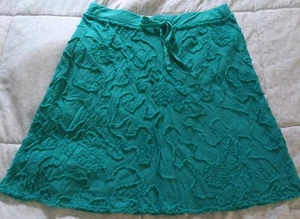 Sophie Max Green/Turquoise Textured Mini Skirt Size M 100% Cotton - Picture 1 of 5