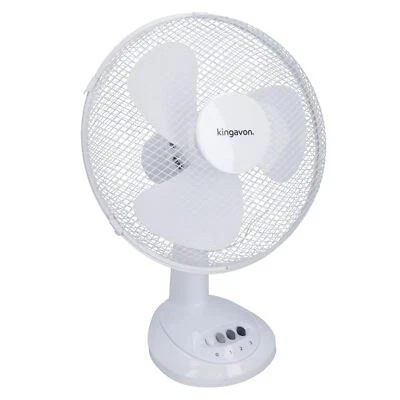 12” Oscillating Desk Fan Portable Tilting Head Cooling 3 Speed Silent UK Plug - Image 1 of 4