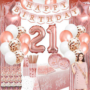 21st Birthday Decorations for Women Rose Gold Birthday Party Decorations 166 pcs