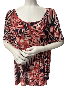 NWT Cocomo Women's Multi Floral Scoop Neck Short Sleeve Stretch  Top Sz  3X - Picture 1 of 14