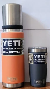 YETI 26oz Dessert Clay Rambler W/Cup & Chugger Caps + A Charcoal 10oz Tumbler - Picture 1 of 12