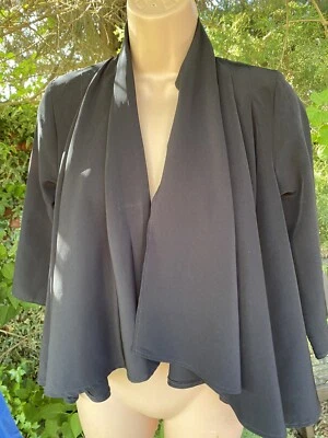 Chaqueta Jane Norman Negra Talla 8 Frente Abierto Cascada Formal Fiesta Corbata Negra Foto 1 de 4