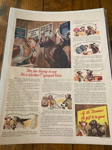 Vintage 1943 Borden's Dairy Elmer Hanging War Posters Home Front WW II ad - Picture 1 of 1