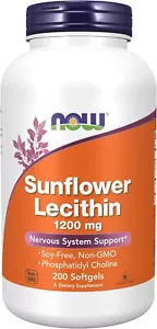 Now Foods Sunflower Lecithin - Phosphatidyl Choline - 1,200 MG (200 Softgels) - Picture 1 of 3