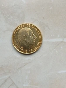 Seltene 1 Franc Münze Frankreich 1958 - 1988 Charles De Gaulle vergoldet - Bild 1 von 4