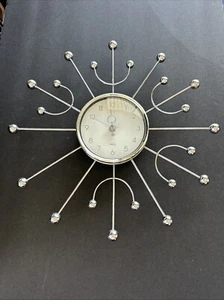 VTG Mid Century Modern KIRCH Starburst Sunburst Wall Clock 1960-PARTS ONLY-WORKS - Picture 1 of 6