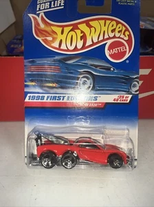 1998 Vintage Hot Wheels #658 First Editions 25/40 TOW JAM Red w/3 Spoke Malaysia - Picture 1 of 4
