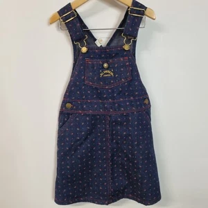 Vtg Health-Tex All American Jumper Denim Strawberry Girls Overall Dress Sz 6 - Picture 1 of 6
