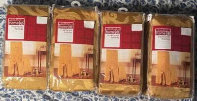 Chair Covers SET Of 4  GOLD  - Fits Classic Armless Dining Chair 42” Stylish - Image 1 of 4