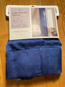 THRESHOLD CONSTELLATION BLUE PEBBLE SATIN CURTAIN PANEL 34 x 84 NEW - Picture 1 of 2
