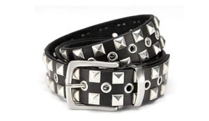 Pyramid studded belt biker belt black studded belt 4 cm wide 10063 - Picture 1 of 2