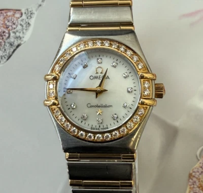 Omega Constellation 18K & SS Full Bar MOP Diamond Set - image 1 of 4