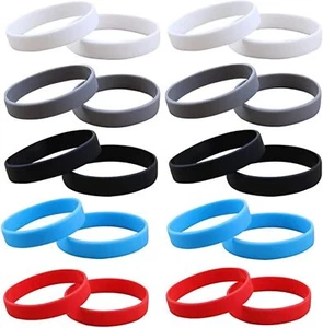 20 Pcs Rubber Bracelets for Men Women, Stretch Blank Silicone Wristbands - Picture 1 of 3