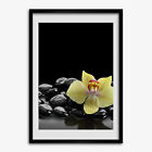 Tulup Picture MDF Framed Wall Decor 70x100cm Image Room Orchid and stones