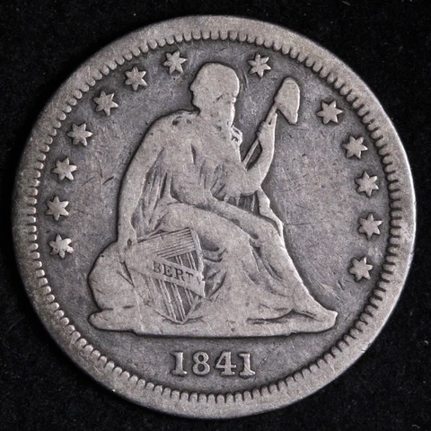 1841-O Seated Liberty Quarter CHOICE FINE Neat Reverse Die Crack E904 DCNZ Cover