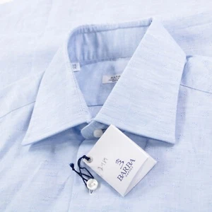 Barba NWT Dress Shirt Size 15 38 In Light Blue With Tonal Design 100% Cotton - Picture 1 of 8