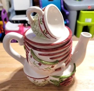 Vintage Cardinal Inc gestapelte Teetasse & Untertasse Porzellan Teekanne - Bild 1 von 6