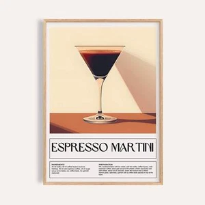 Espresso Martini Poster Cocktail Recipe Wall Art for Kitchen or Bar Cart Decor - Picture 1 of 22