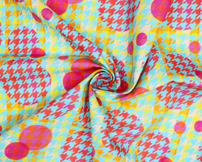 Crafts Fabrics Pop Art Dogtooth Circles Vibrant Digitally Printed Cotton Fabric - Image 1 of 4