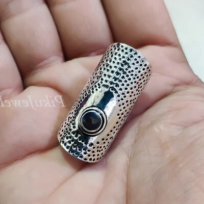 Anello da dito in argento sterling 925 con pietra preziosa onice nera natural... - Immagine 1 di 4