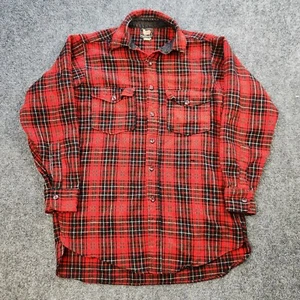 Vintage 40s Woolrich Flannel Shirt Mens 15 Red Wool Flannel Button Up USA Made - Picture 1 of 9