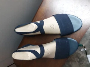 Kim Rogers Cleo Elastic Wedge Sandals Navy Blue - Picture 1 of 6