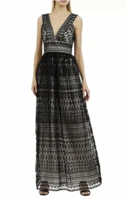 Новый с Ярлыками $298 Nicole Miller Нью-Йорк размер 2 черный v-образным вырезом макси платье - Изображение 1 из 4