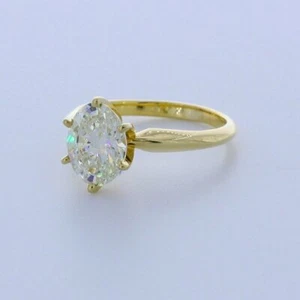 KLASSISCHER SOLITÄRRING 2,01 KT LABOR DIAMANT J/VS2 OVALER SCHLIFF 14 K GELBGOLD 6 KRAPPEN - Bild 1 von 4