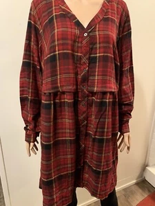 True Craft Women's Plaid Tiered Long Sleeve Mini Shift Dress Plus Size 1 X New. - Picture 1 of 7
