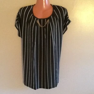 Women's Plus Size Casual  Striped Short Sleeve Print  Top  1X 2X 3X - Picture 1 of 3