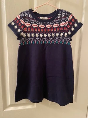 Vestido Suéter H&M Unicornio Regalo Navidad Vacaciones Azul Marino Niñas Talla 4-6 Nuevo con Etiquetas Foto 1 de 4