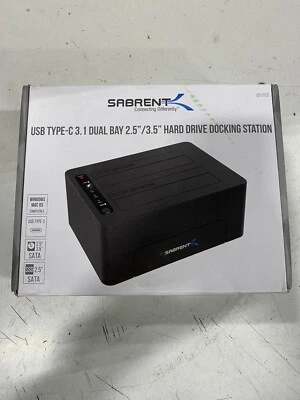 SABRENT USB 3.1 to SATA Dual Bay Hard Drive Docking Station for 2.5 or 3.5in HDD - Image 1 of 2