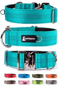 Strapazierfähiges breites Hundehalsband mit Schnellverschluss Chromschnalle - dick taktisch... - Bild 1 von 6