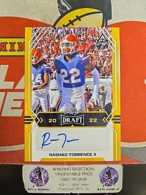 2022 Leaf Draft Football Rashad Torrence II Rookie Gold Border Autograph Card - Image 1 of 2