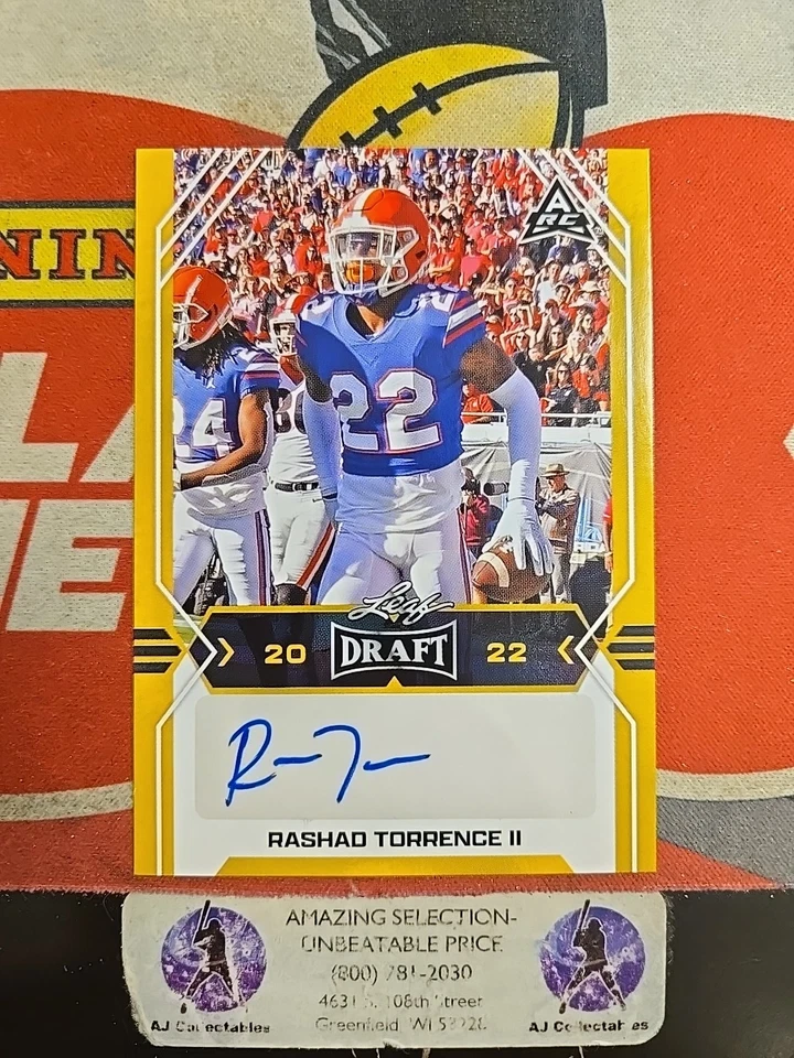 2022 Leaf Draft Football Rashad Torrence II Rookie Gold Border Autograph Card - Image 1 of 2
